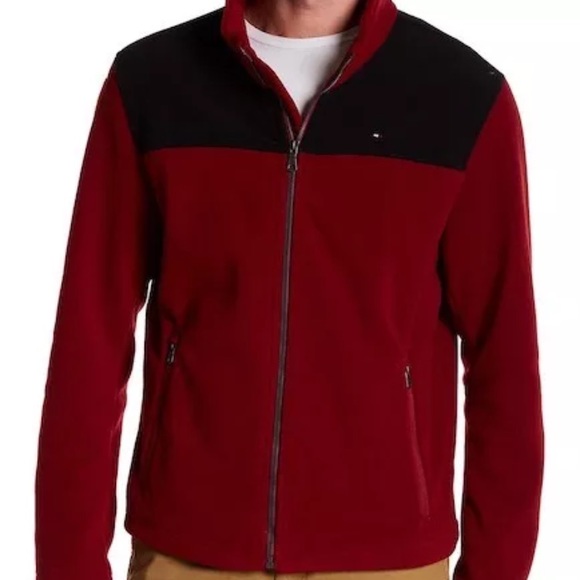 Tommy Hilfiger | & Coats | Tommy Hilfiger Maroon Black Polar Fleece Jacket | Poshmark